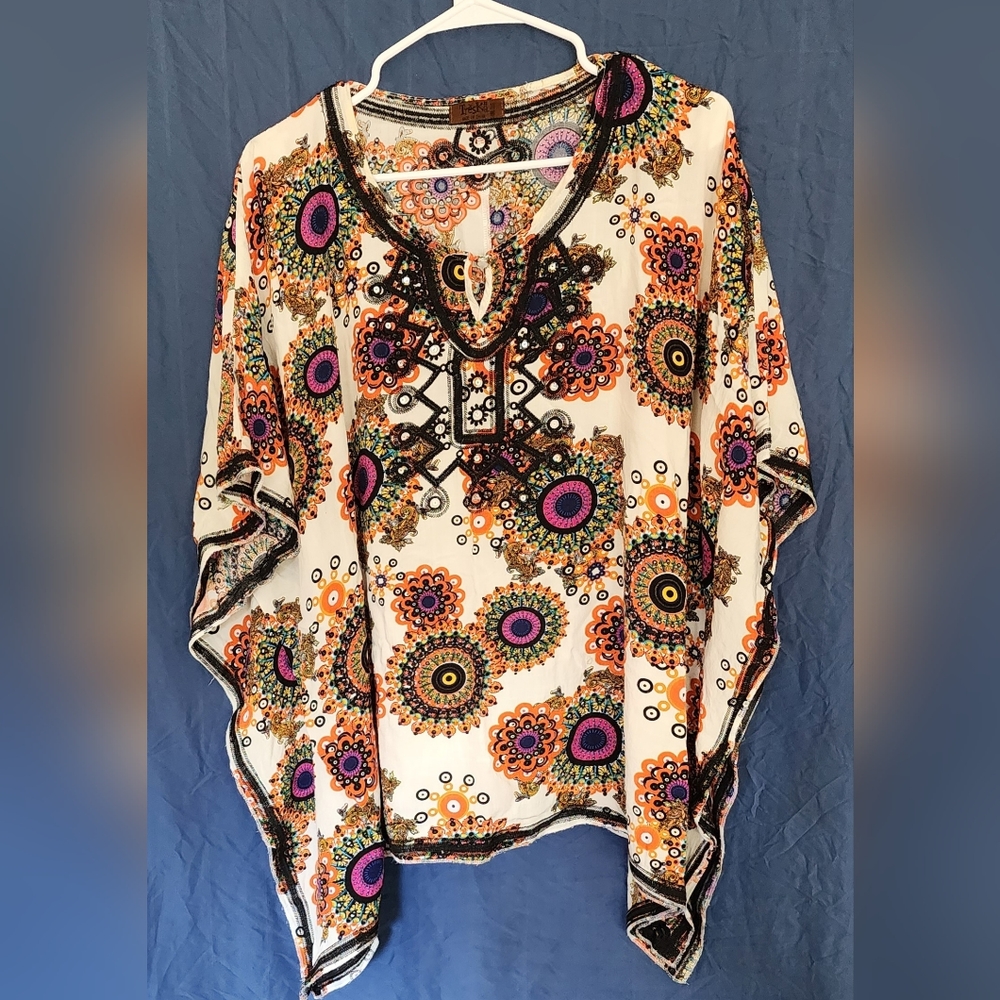 Treska One Size Fits All Boho Vintage Pattern Top
